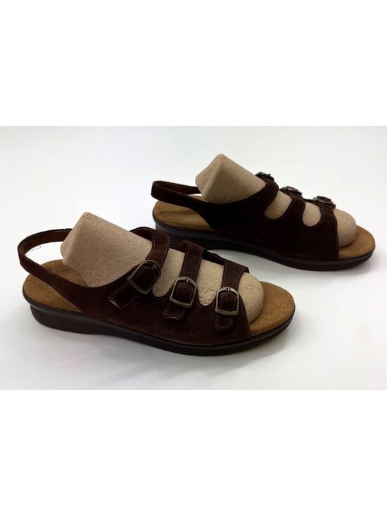 SAS Shoes - SAS Brown Leather Comfort Adjustable Strappy Sandals Womens Size 8.5 Walking